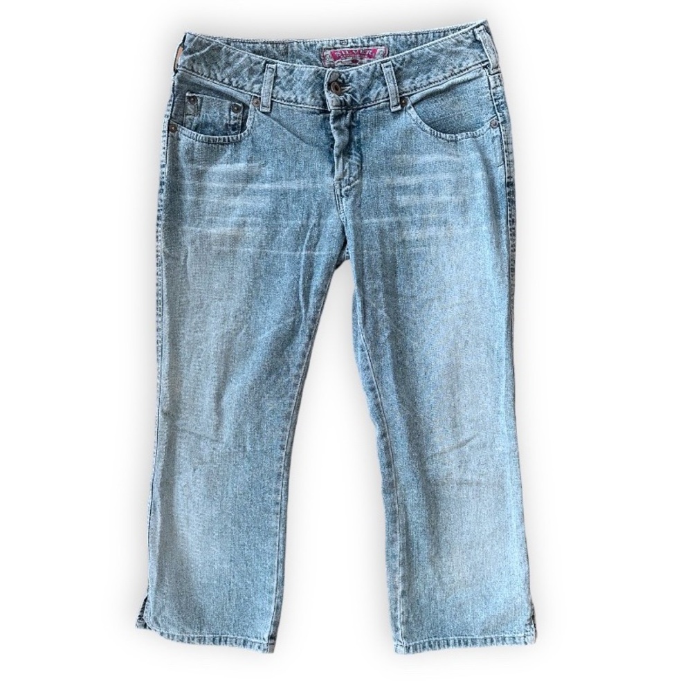 90s Y2K SILVER Vintage Denim Capris - Picture 2 of 13